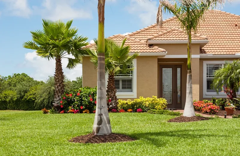 Florida home with healthy green front lawn
